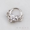 FLORAL BUTTERFLY FILIGREE TEXTURE 316L SURGICAL STEEL SEPTUM HINGED SEGMENT RING
